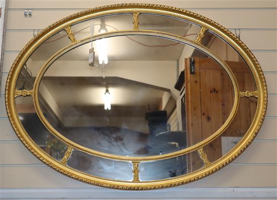 A gilt frame marginal plate wall mirror W.112cm